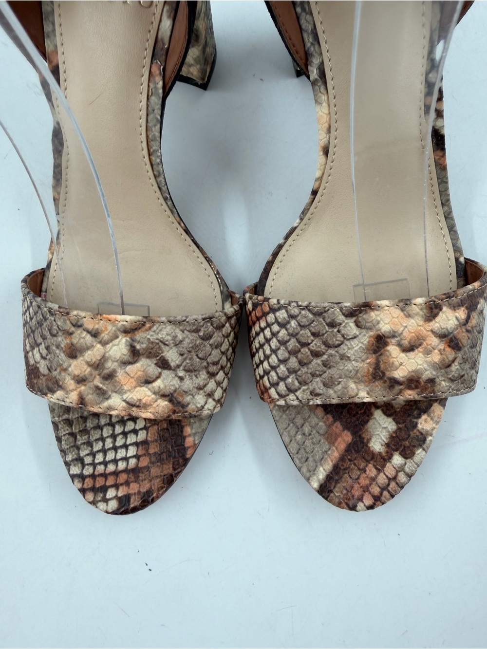 NEW! Vince Camuto Citriana Brown -SZ 7.5- Snakeskin Embossed Leather Heeled Pump - Picture 9 of 13